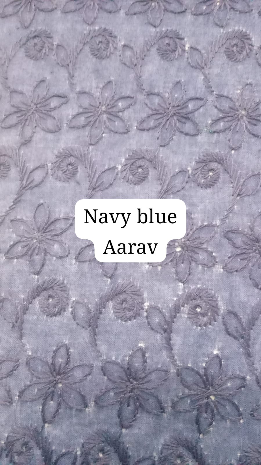 Aarav Navy Blue PC Embroidery Fabric